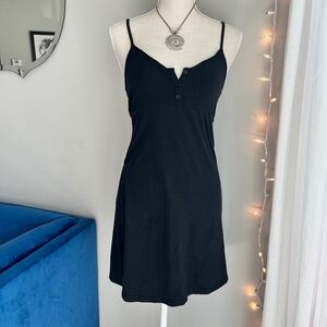 brandy melville black henley mini dress